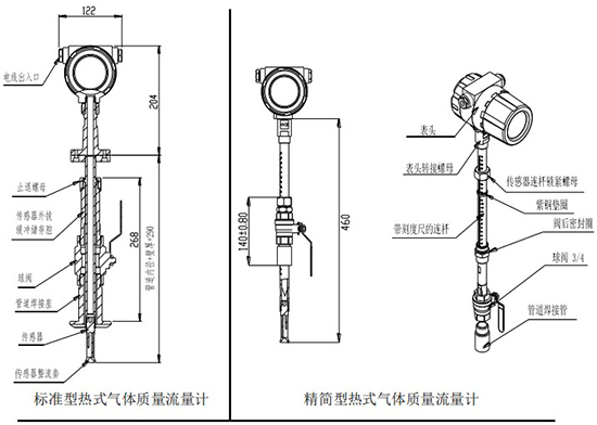 數(shù)顯氣體質(zhì)量流量計插入式結構圖