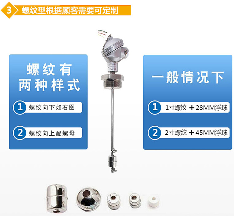 石油化工浮球液位計(jì)螺紋分類圖