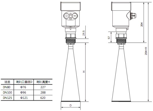 雷達(dá)液位計RD708外形尺寸圖